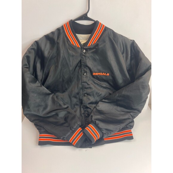 VTG Chalk Line Bomber Jacket Black Cincinnati Bengals Football-NFL Mens Large - Picture 1 of 16
